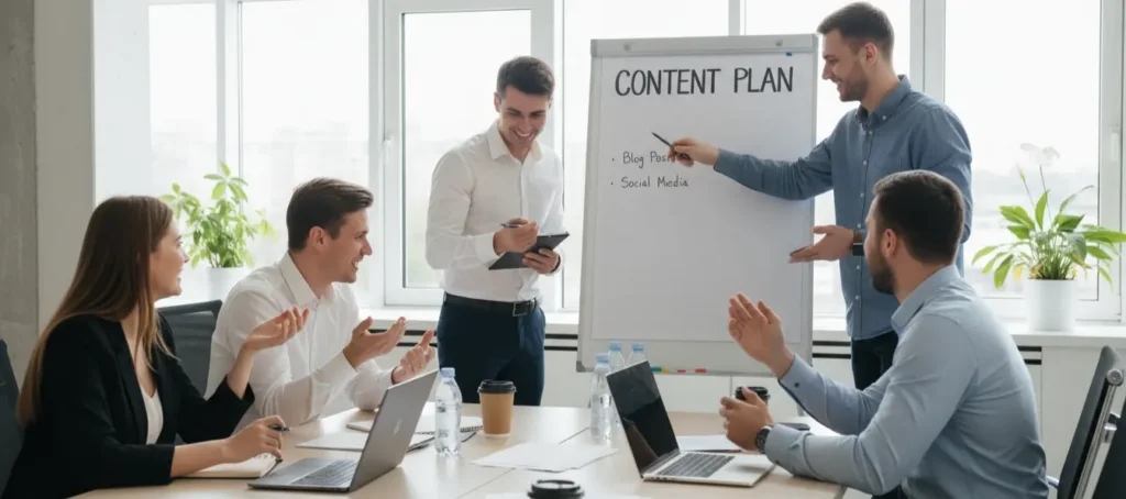 Команда працює над копірайтингом для бізнесу