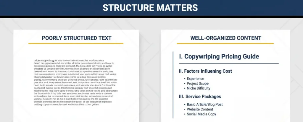 Структура документа із матеріалу про ціни копірайтинг