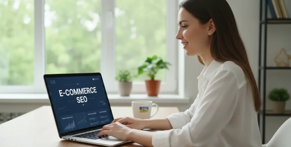 Український копірайтер працює над SEO-текстами для E-commerce.