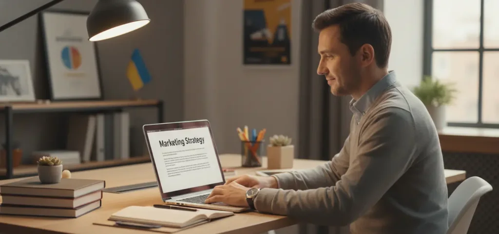 Український копірайтер працює над бізнес-текстами