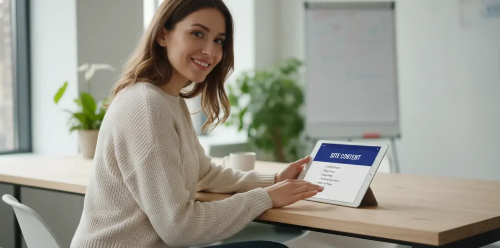 Українська контент-менеджерка працює з текстами для сайту