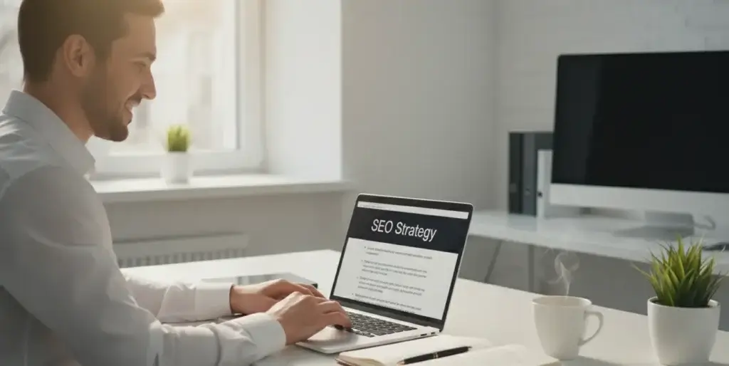 Український копірайтер працює над SEO стратегією