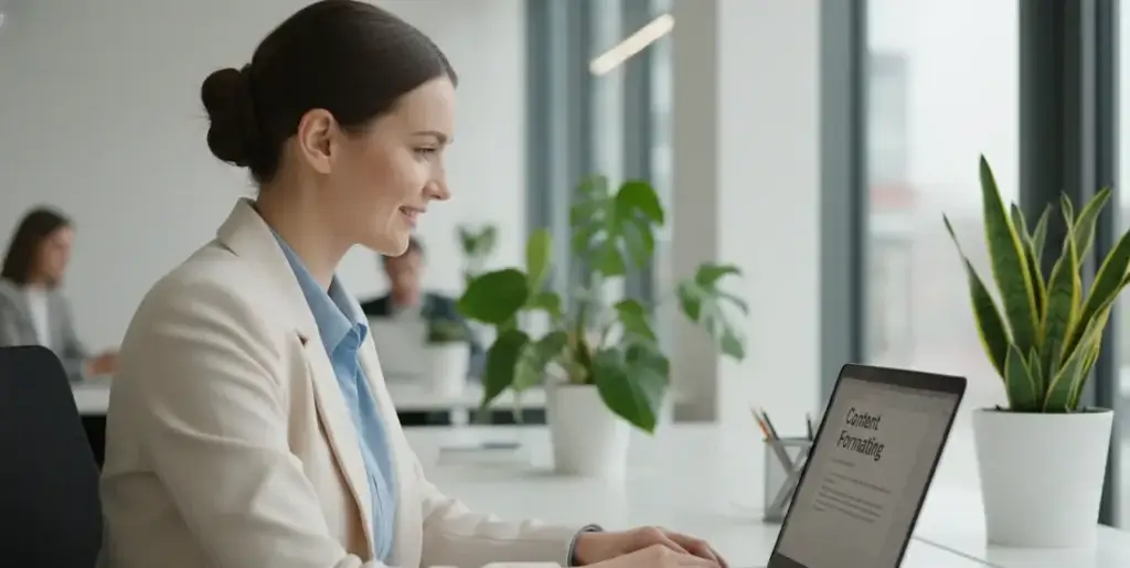 Редактор працює над форматуванням SEO контенту